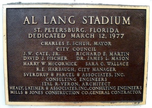 Al Lang Stadium in St. Petersburg, FL is named after the former mayor who helped make Florida a Spring Training destination for over 100 years. Photo R. Anderson.